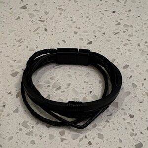 Black Braided Leather Bracelet